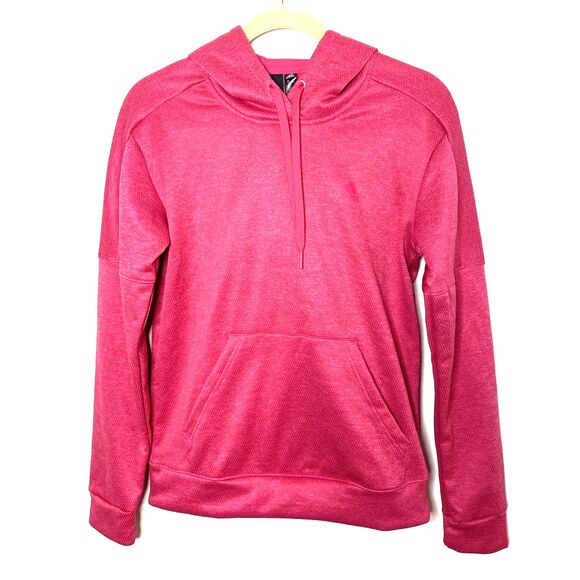 NWT Adidas Climawarm Womens Pink Hooded Pull On Athletic Sweatshirt Sz S - Picture 2 of 11